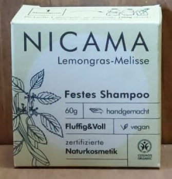 NICAMA Festes Shampoo - Lemongras Melisse, 60g