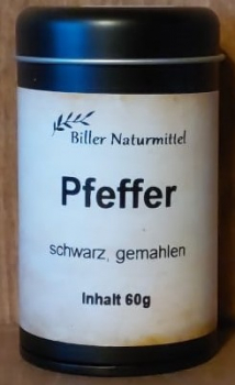 Pfeffer schwarz gemahlen, Dose schwarz, 60g