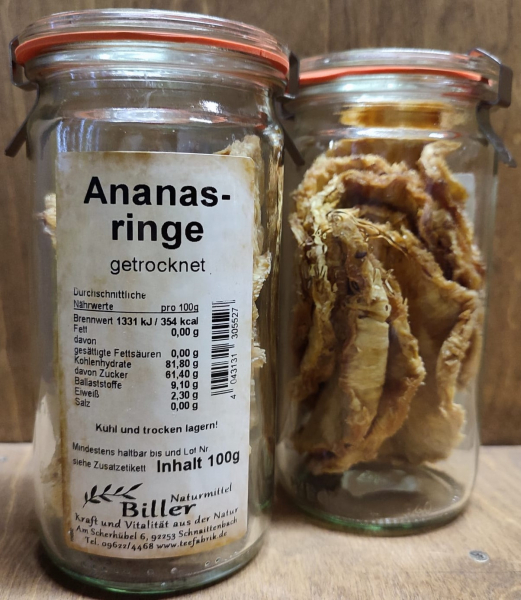 Ananasringe getrocknet, Glas 100g