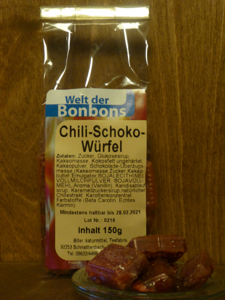 Bonbon Chili Schoko Würfel, 150g