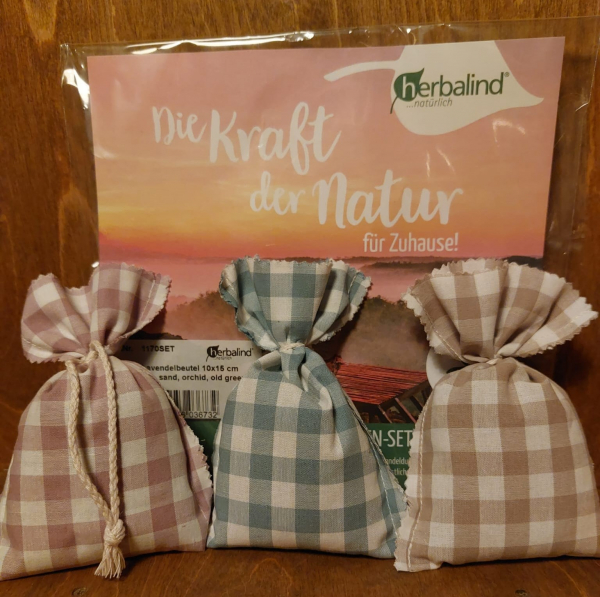 Lavendel Duftbeutel "Karo" 3er Set, 10x15cm