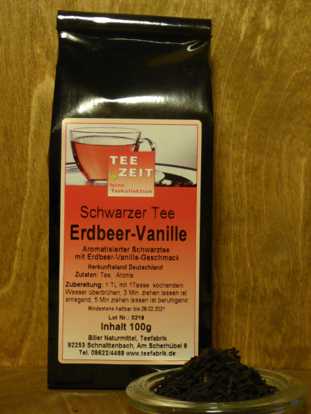 Aromatisierter Schwarztee Erdbeer-Vanille