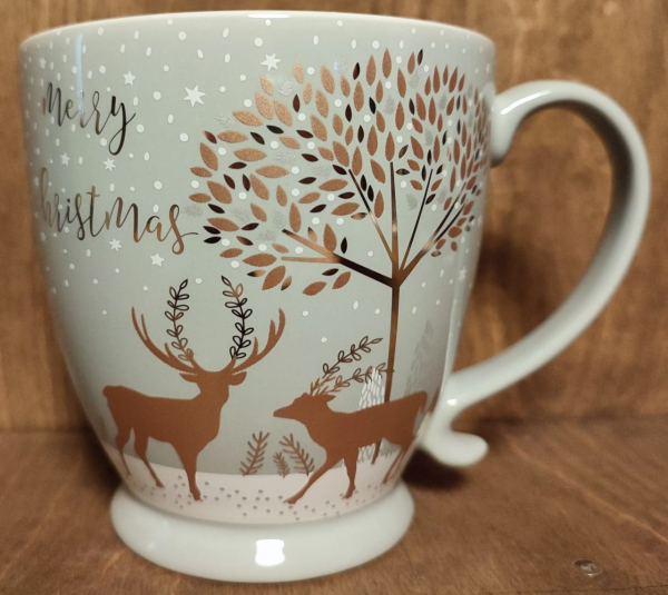 Tasse "Merry Christmas" Rentier gold / grau