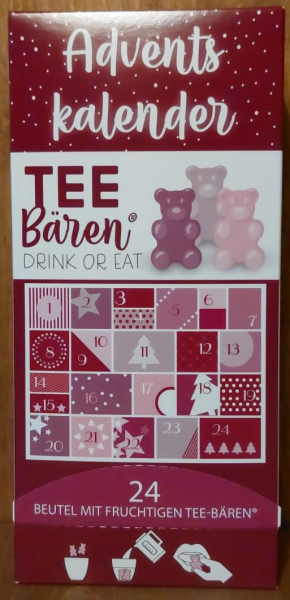 Teebären Adventskalender rot, 360g, 24 Beutel je 15g